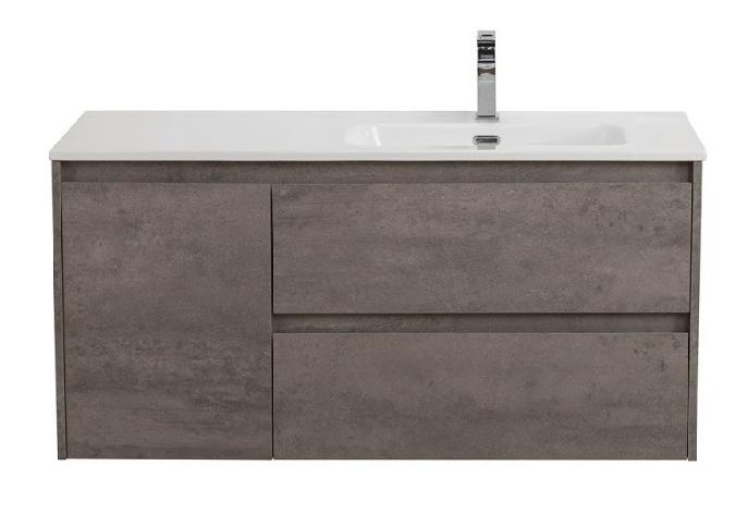 Мебель для ванной BelBagno Kraft 100 см, 2 ящика, 1 дверца, правая Cemento Grigio