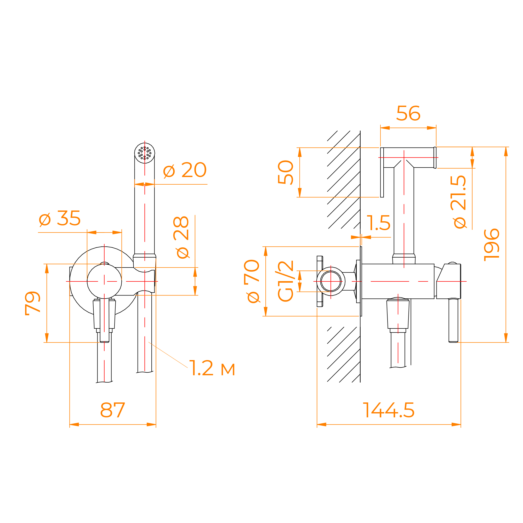 Смеситель RGW SP-211Gr с гигиеническим душем, серый brush 581408211-11