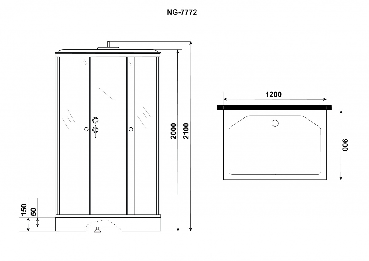 Душевая кабина Niagara Luxe 7772QW 120x90, серебро