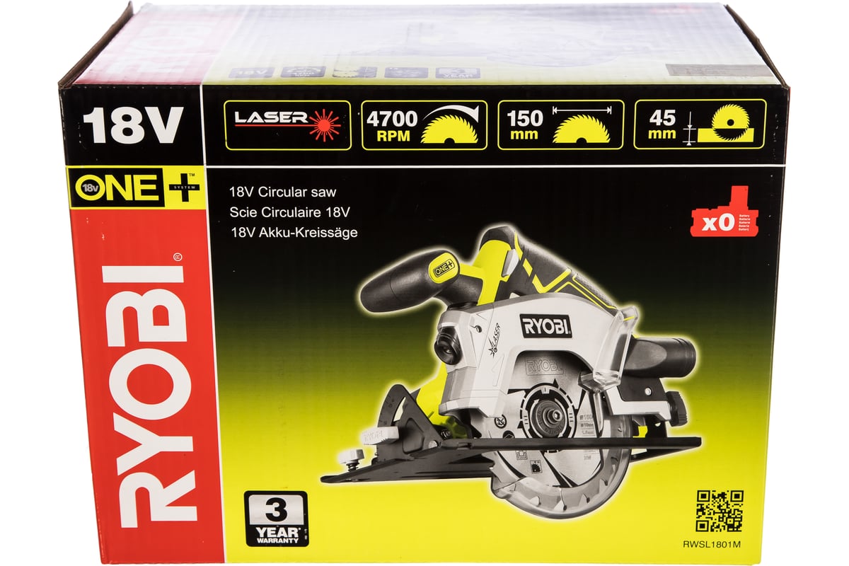 Дисковая пила Ryobi ONE+ RWSL1801M 5133001164