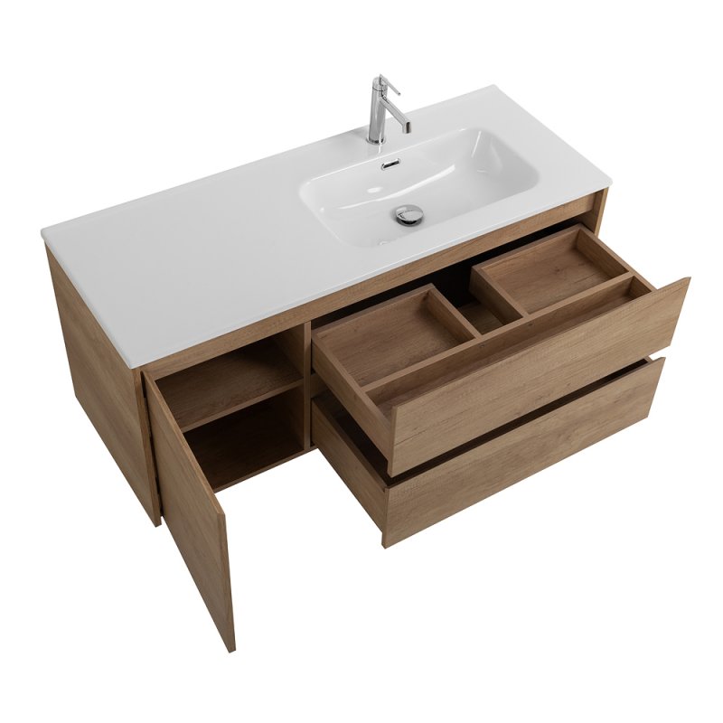 Мебель для ванной BelBagno Kraft 100 см, 2 ящика, 1 дверца, правая Rovere Tabacco