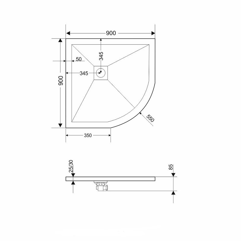 Поддон для душа Grossman Strong GR-S19090 90x90 белый