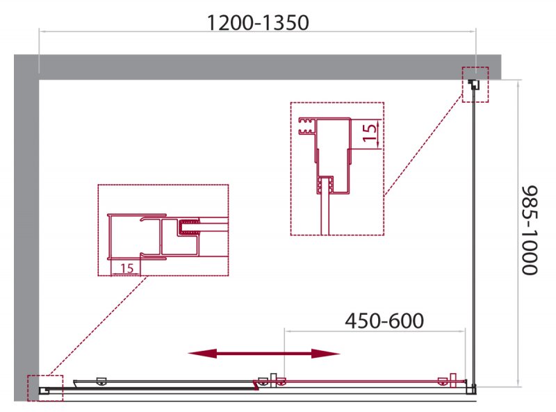 Душевой уголок BelBagno Unique 120-135x100 матовый, хром