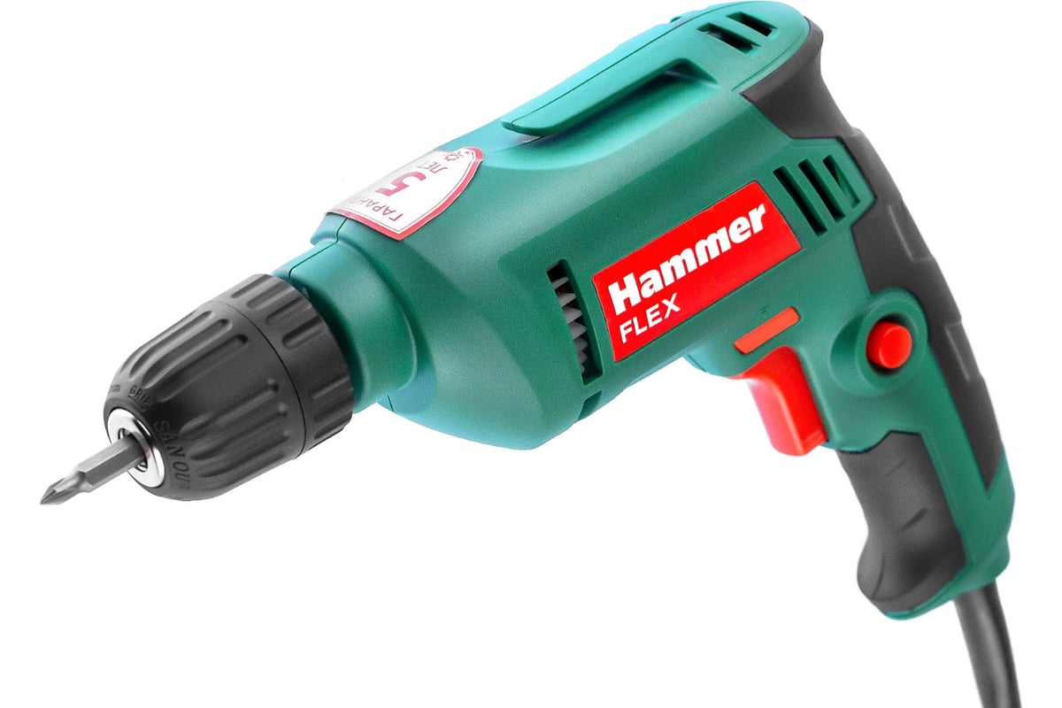 Дрель Hammer Flex 500 Вт, 10 мм, БЗП, 0-3200 об/мин, реверс DRL500C