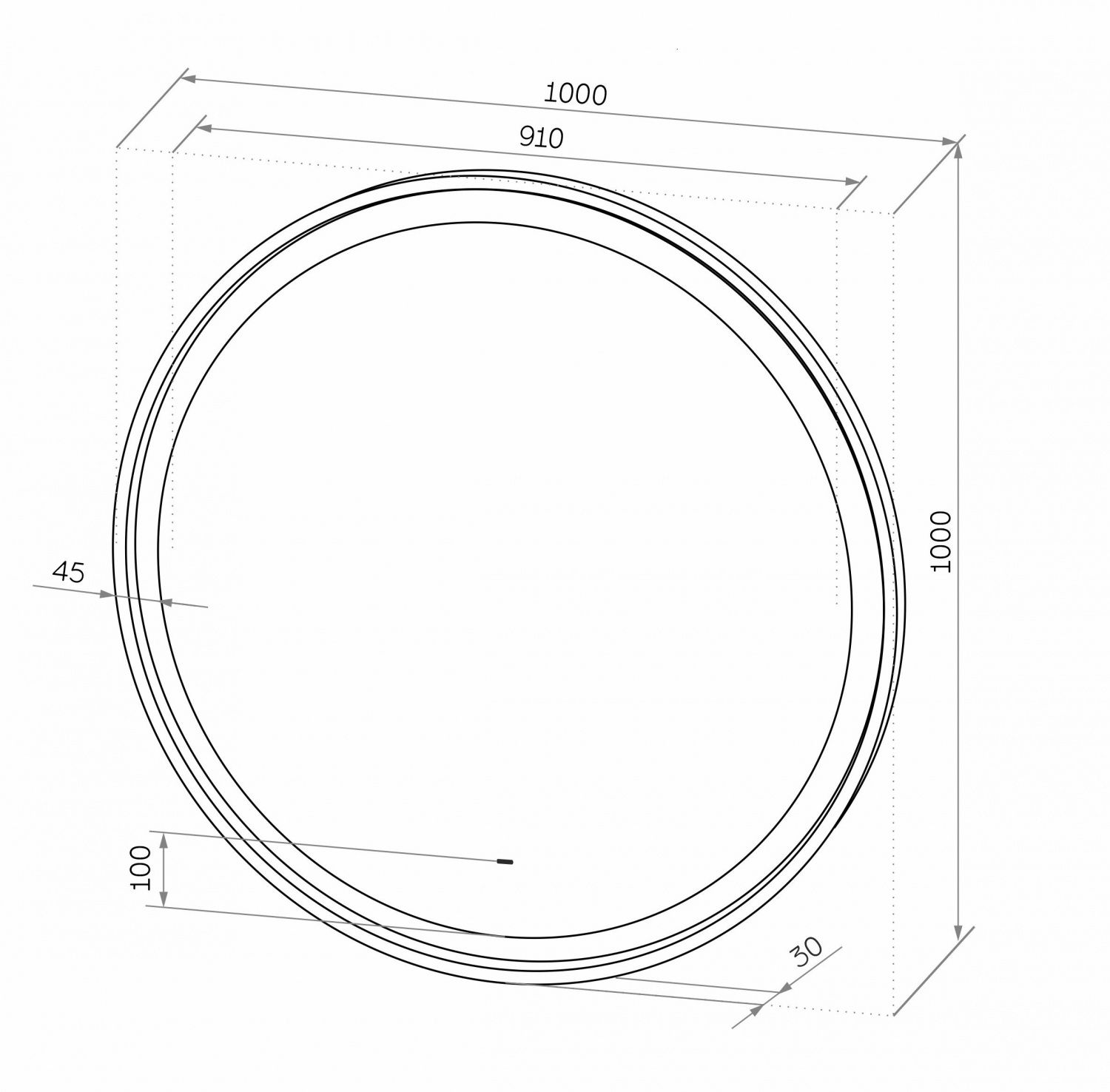 Зеркало Art&Max Napoli AM-Nap-1000-DS-F-White 100x100 см, с подсветкой, белый