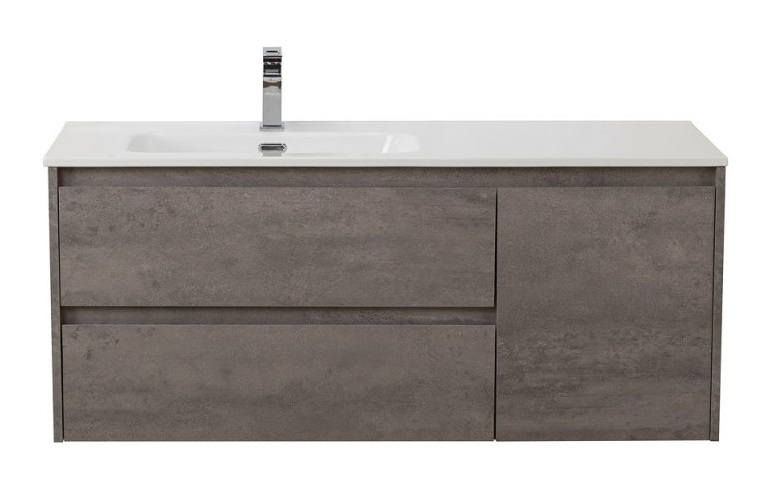 Тумба с раковиной BelBagno Kraft 120 см, 2 ящика, 1 дверца, левая Cemento Grigio