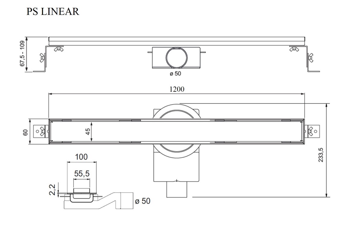 Душевой лоток Plumberia PSL Linear 120 см, нержавеющая сталь матовая PSL120MT