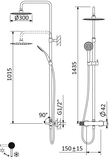 Душевая стойка Cezares LEAF-CDA-30-L-NOP черный матовый