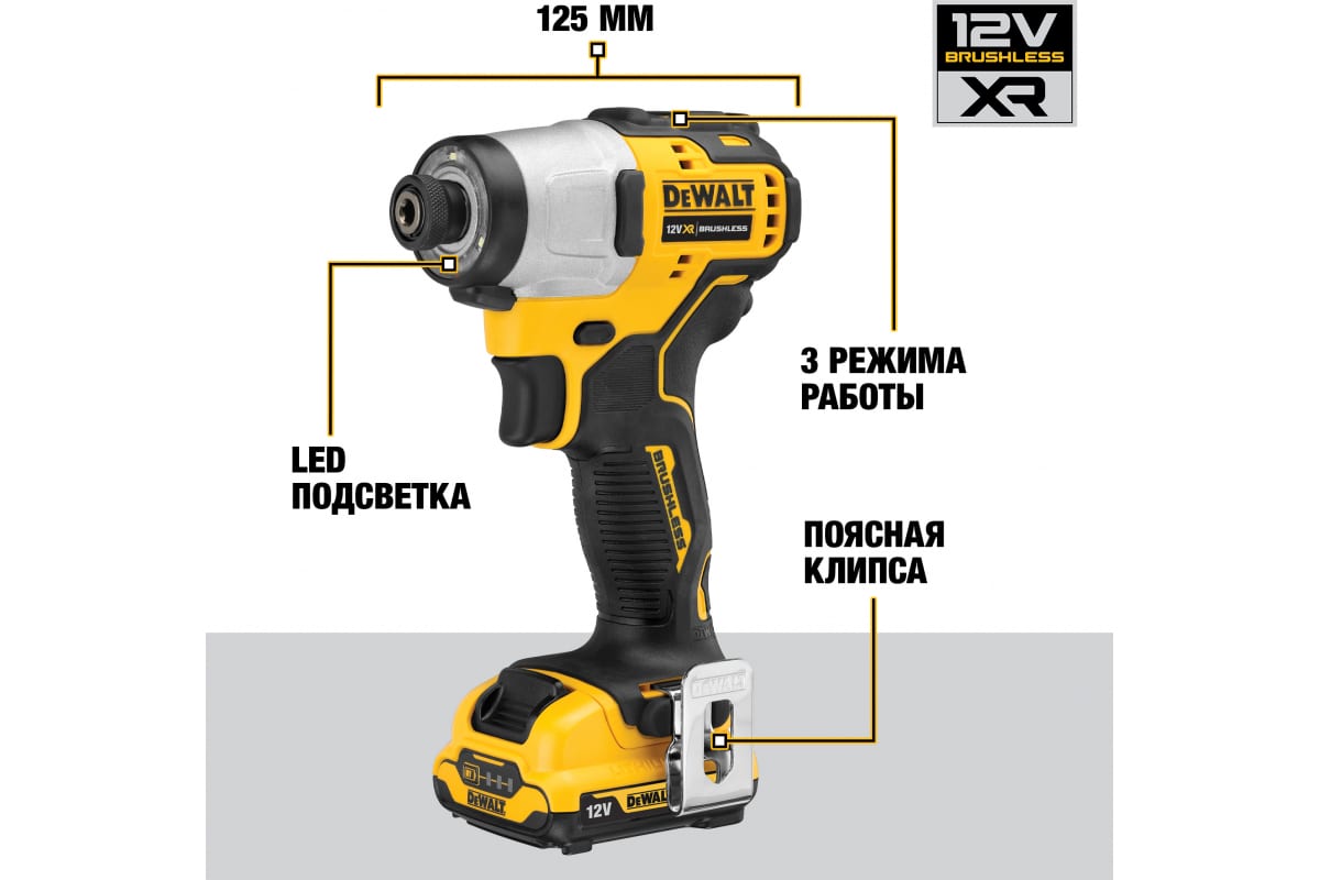 Импульсный шуруповерт DeWalt 12 В XR DCF801D2