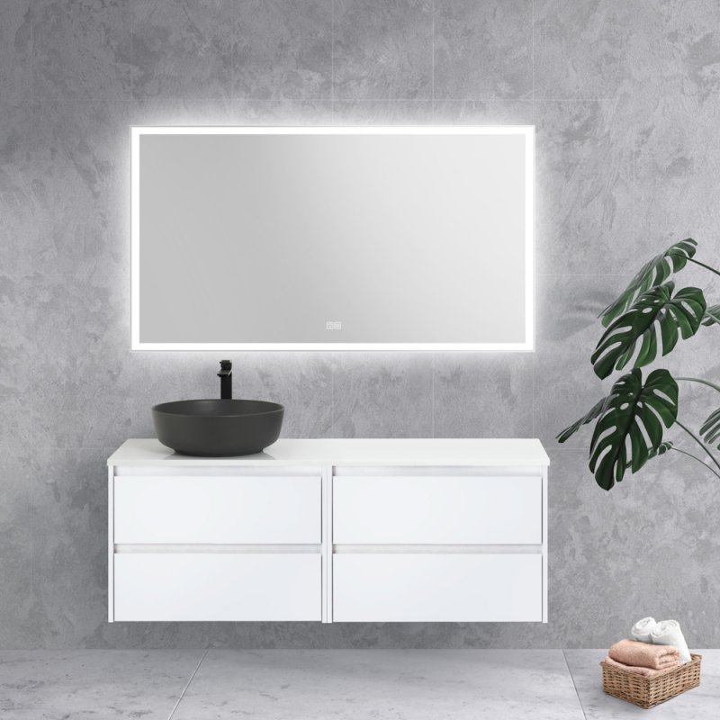 Столешница BelBagno EK-120-AS-BL-L 120 см 1 отв. под смеситель, чаша слева, Bianco Lucido