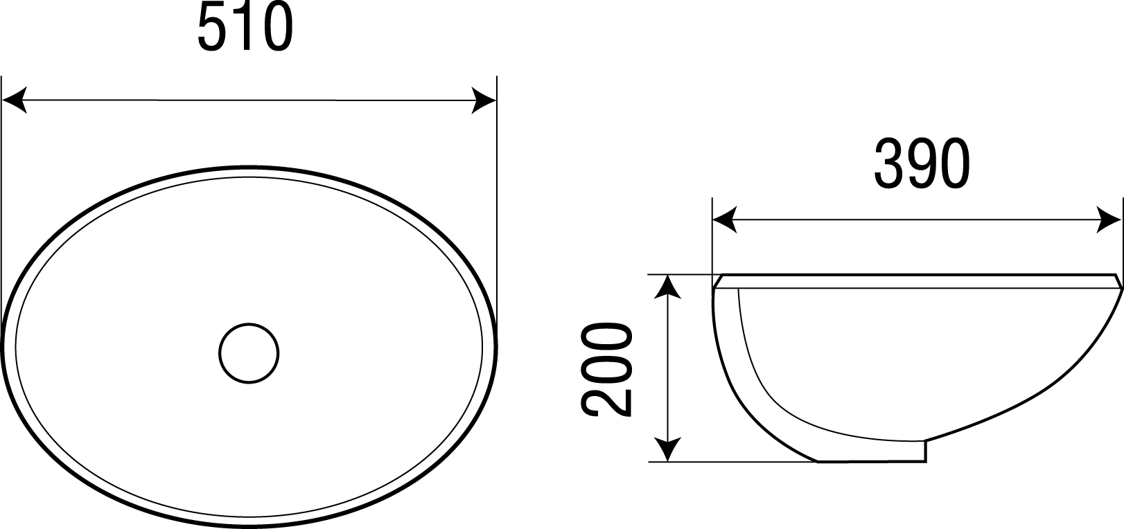 Раковина WeltWasser DEILBACH 6005 51 см, 10000003894 белый глянец