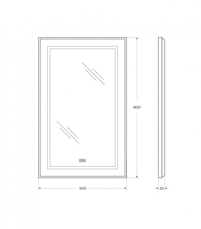 Зеркало BelBagno SPC-KRAFT-500-800-LED-TCH-WARM-NERO 50x80 см антипар, черный