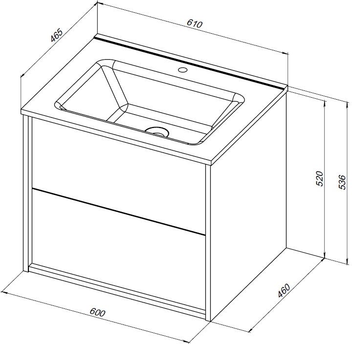 Тумба с раковиной Aquanet Lino (Flat) 60 см