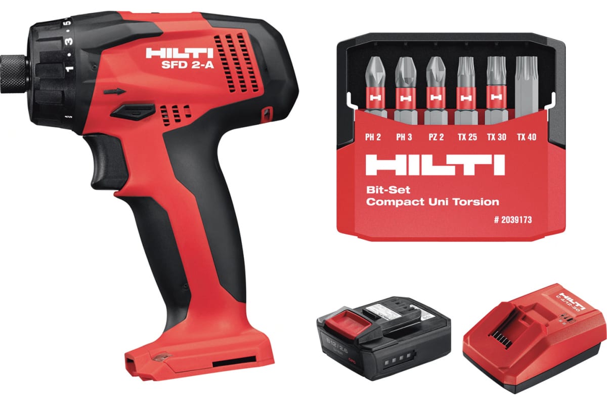 Аккумуляторная дрель шуруповерт + набор насадок Hilti SFD-2 A 3714922