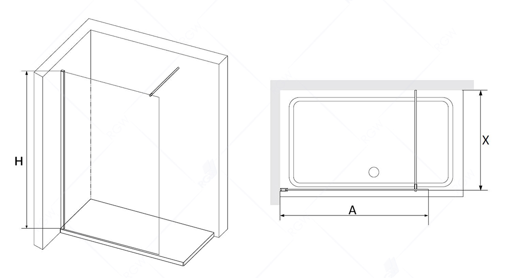 Душевая перегородка RGW Walk In WA-010B 120x195 черный, матовое
