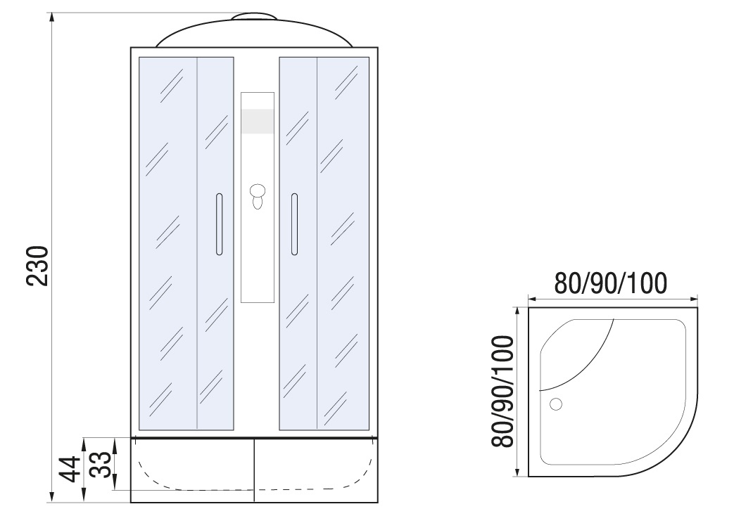 Душевая кабина River Desna XL 90/44 ТН 90x90 тонированная, 10000006150