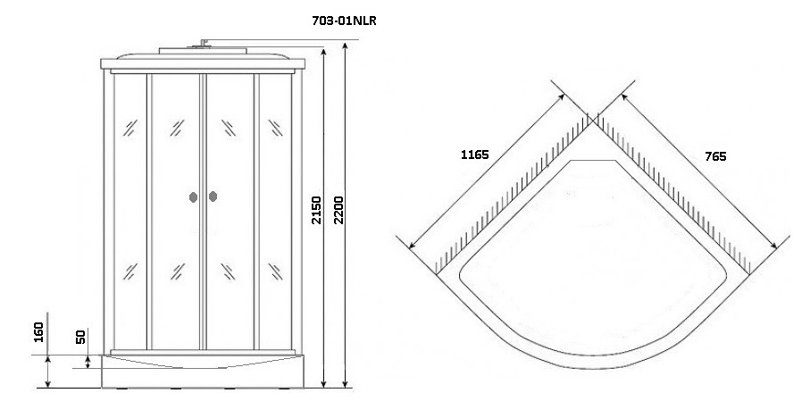 Душевая кабина Niagara Ultra NG-703-L 120x80 стекло прозрачное с полосой, L