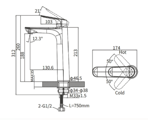 Смеситель для раковины Arrow AG4132CP хром