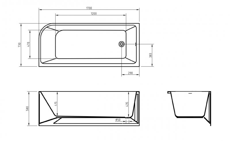 Акриловая ванна BelBagno BB712 170x73 см BB712-1700-730-L