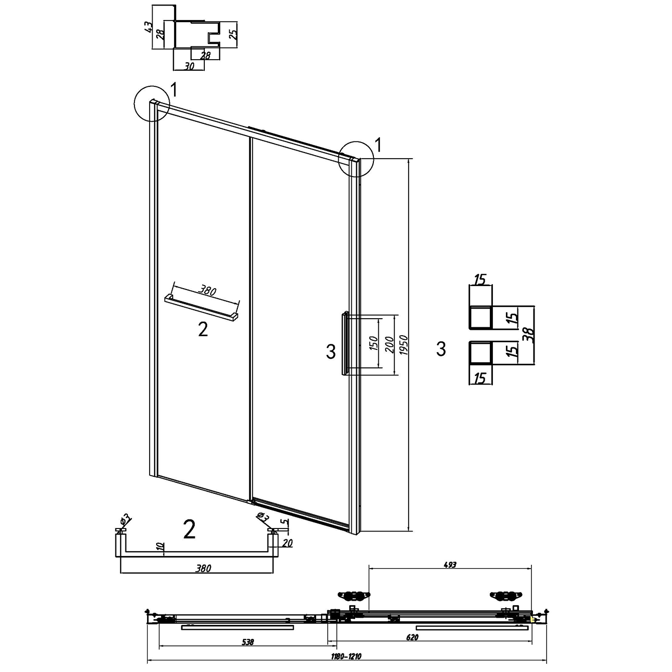 Душевая дверь Grossman Style 120x195 шиншилла, черный матовый 100.K33.05.120.21.02