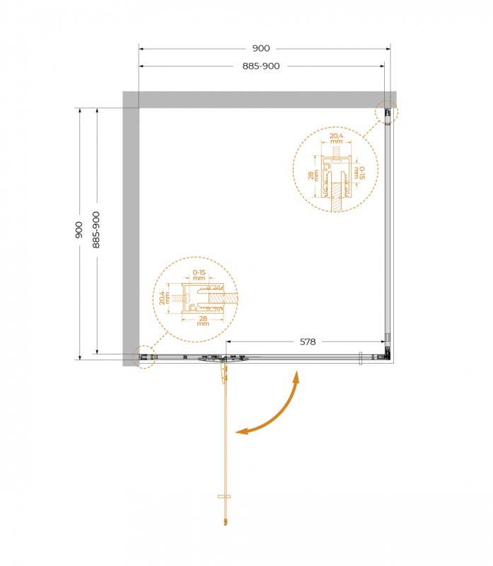 Душевой уголок Cezares Liner 90x90 прозрачный, черный матовый LINER-A-1-90-C-NERO-L