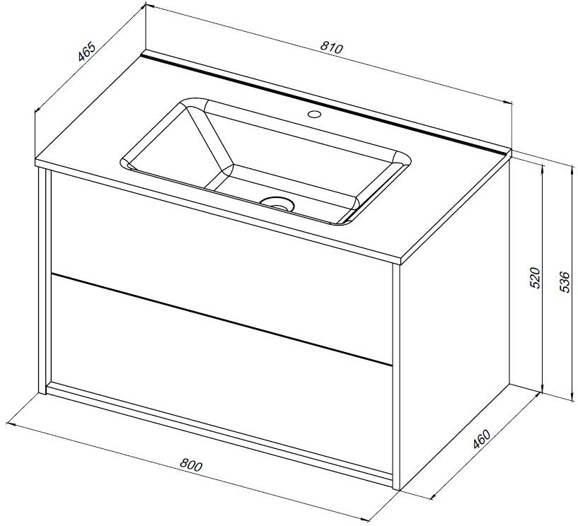 Тумба с раковиной Aquanet Lino (Flat) 80 см белый глянец