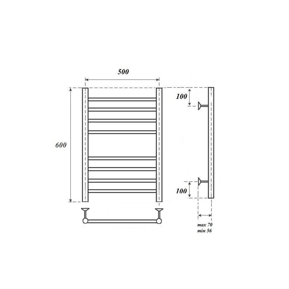 Полотенцесушитель водяной Point PN10156S П8 50x60, хром