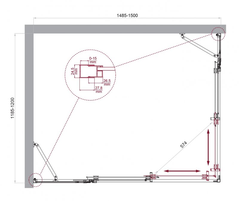 Душевой уголок BelBagno LUCE-AH-22-150/120-C-Cr 150x120 прозрачный, хром