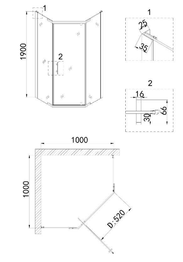 Душевой уголок Niagara Nova NG-6634-08 100x100 прозрачный, хром