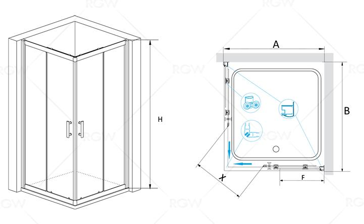 Душевой уголок RGW Passage PA-31 100x100 прозрачное, хром 02083100-11