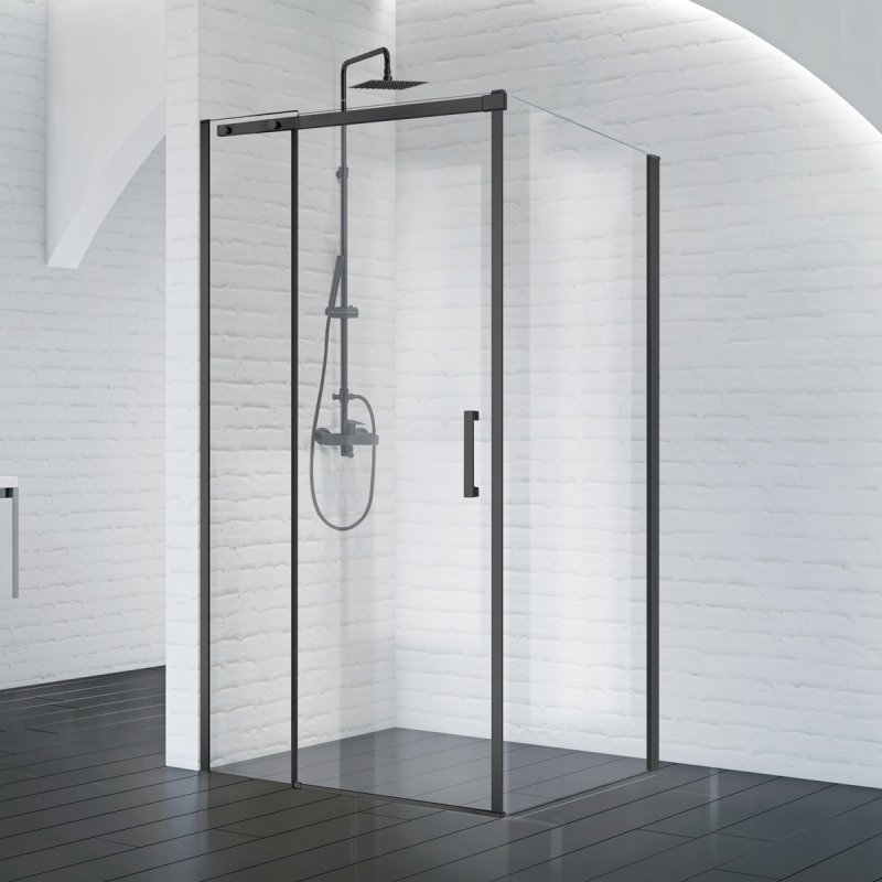 Душевой уголок BelBagno Acqua 130x90 ACQUA-AH-1-130/90-C-NERO прозрачный, черный