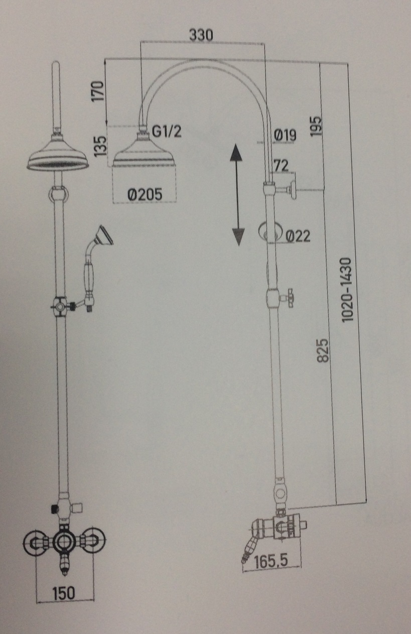 Душевая стойка M&Z Epoca EPC01505 бронза