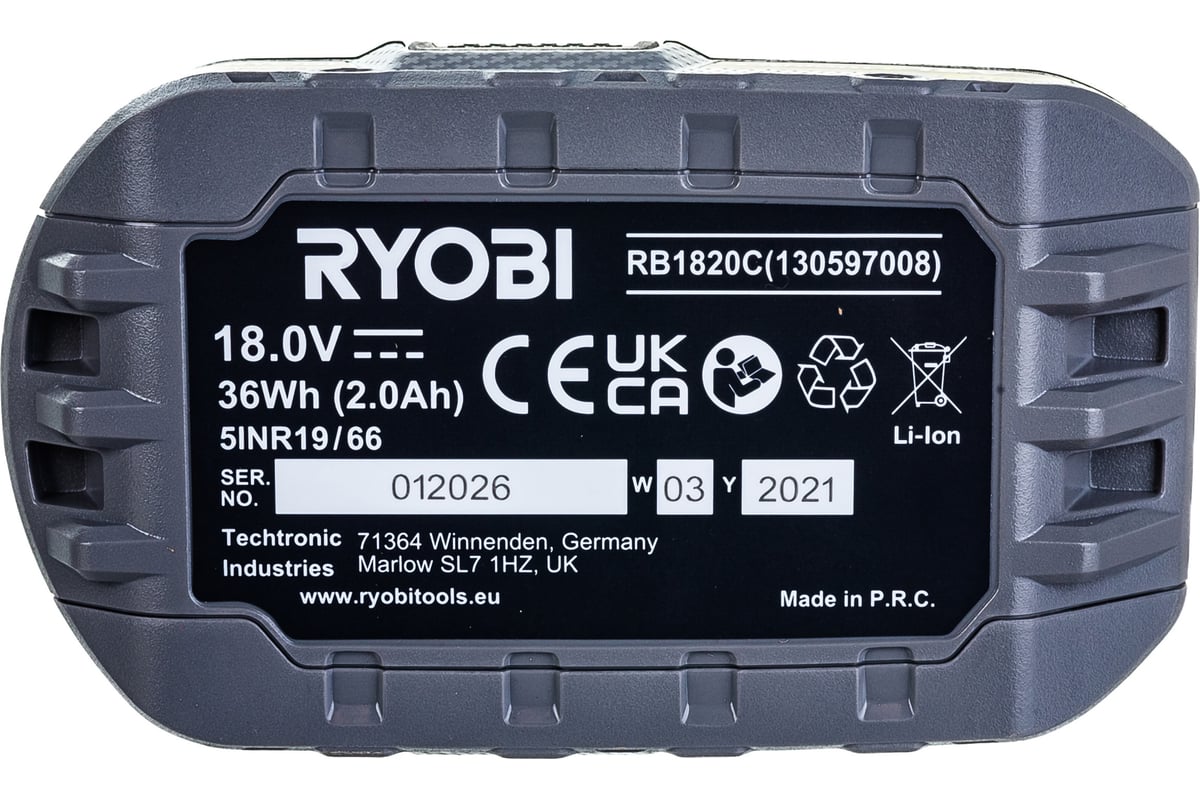 Аккумулятор Ryobi ONE+ 2.0 Ач RB1820C 5133005052