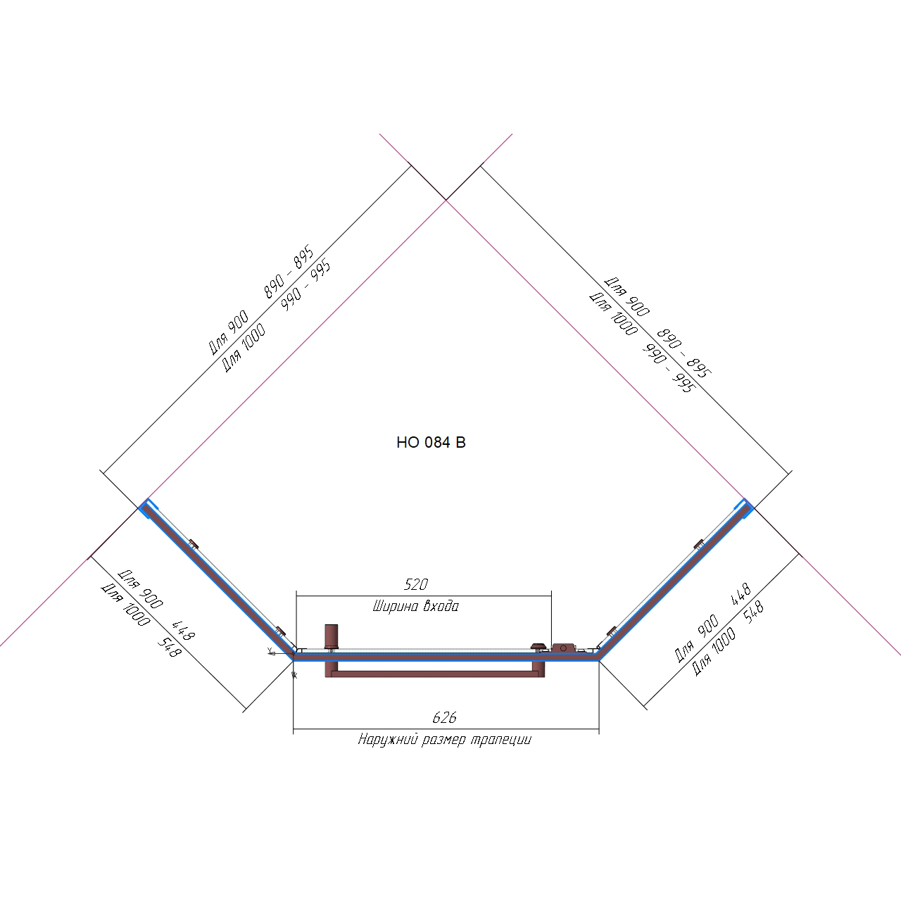 Душевой уголок RGW Hotel HO-084B 90x90 черный, сатинат