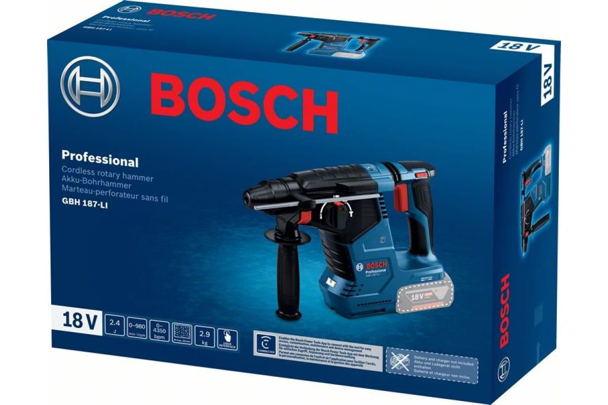 Аккумуляторный перфоратор Bosch GBH 187-LI (соло) 0611923020