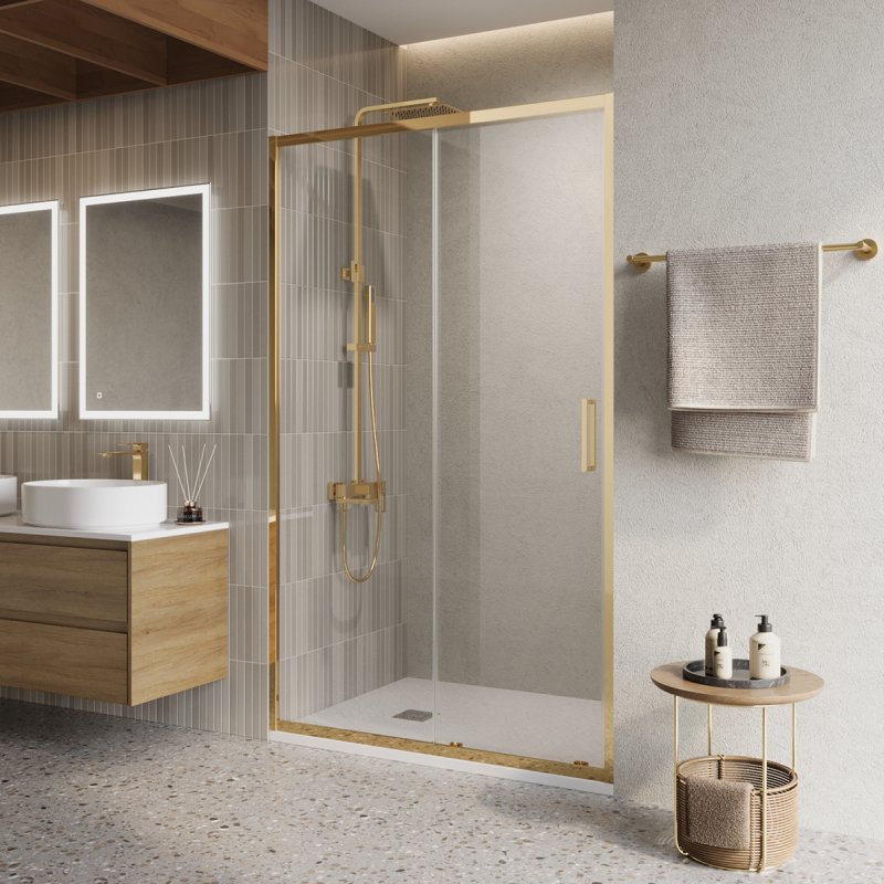 Душевая дверь BelBagno LUCE-BF-1-120-C-ORO 120x195 прозрачная, золото