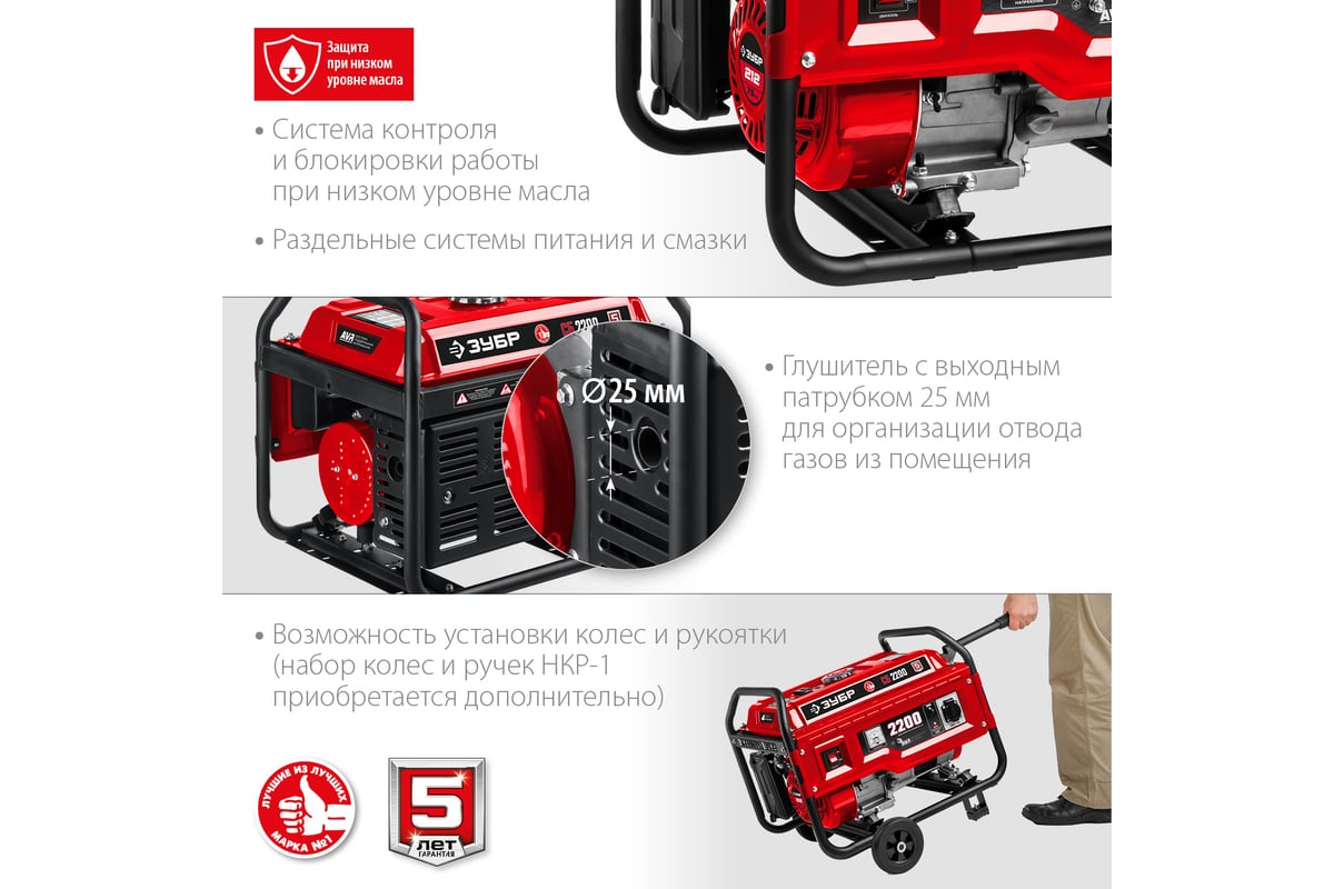 Бензиновый генератор Зубр 2200 Вт СБ-2200