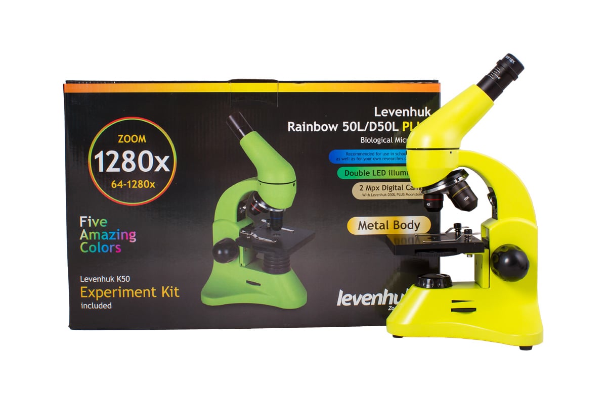 Микроскоп Levenhuk Rainbow 50L PLUS Lime\Лайм 69054