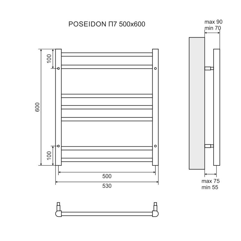 Полотенцесушитель электрический Lemark Poseidon LM42607E П7 50x60