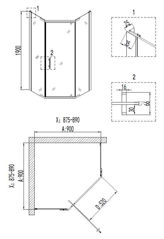 Душевой уголок Niagara Nova NG-6405-08 90x90 прозрачный, золото