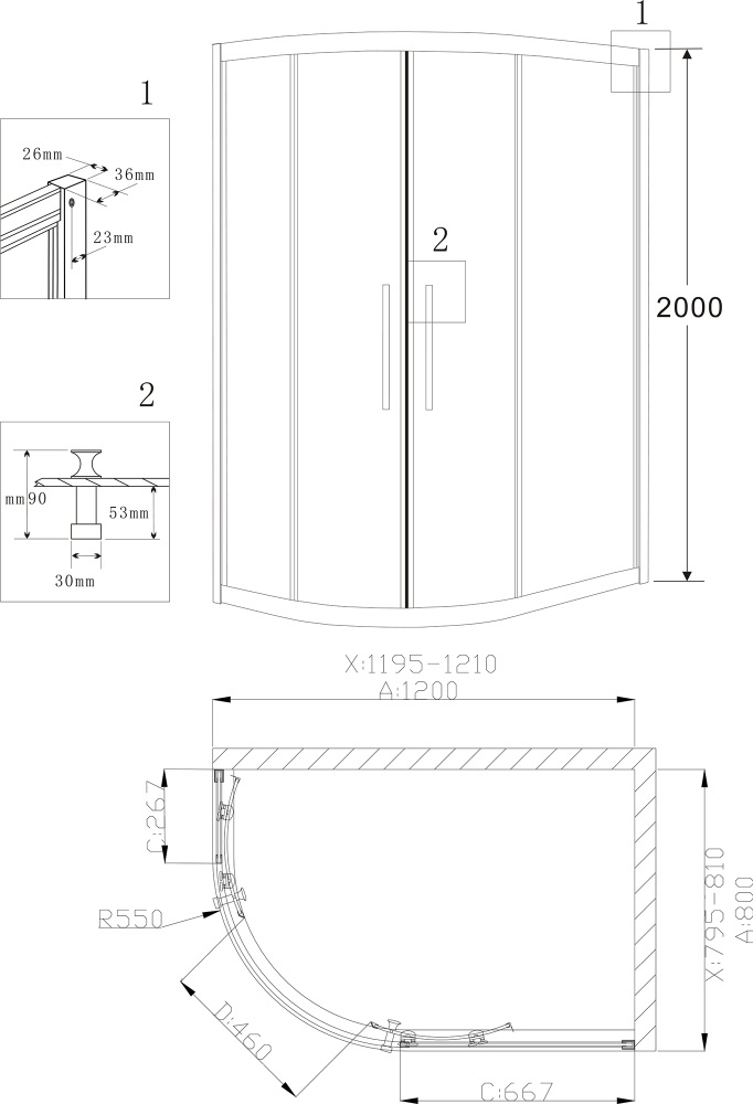 Душевой уголок Grossman Pragma PR-120RGR 120x80 асимметричный, розовое золото, R