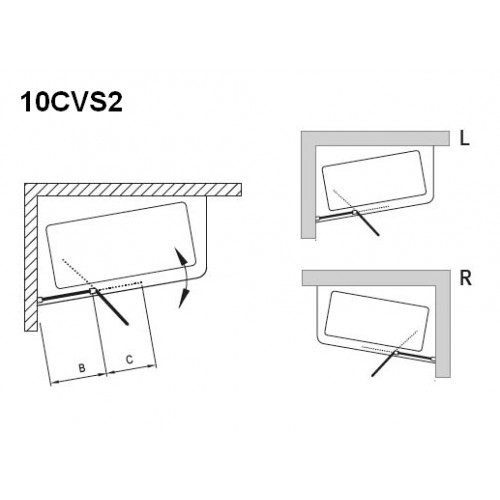 Шторка для ванны Ravak 10° 10CVS2 150x99 сатин, L