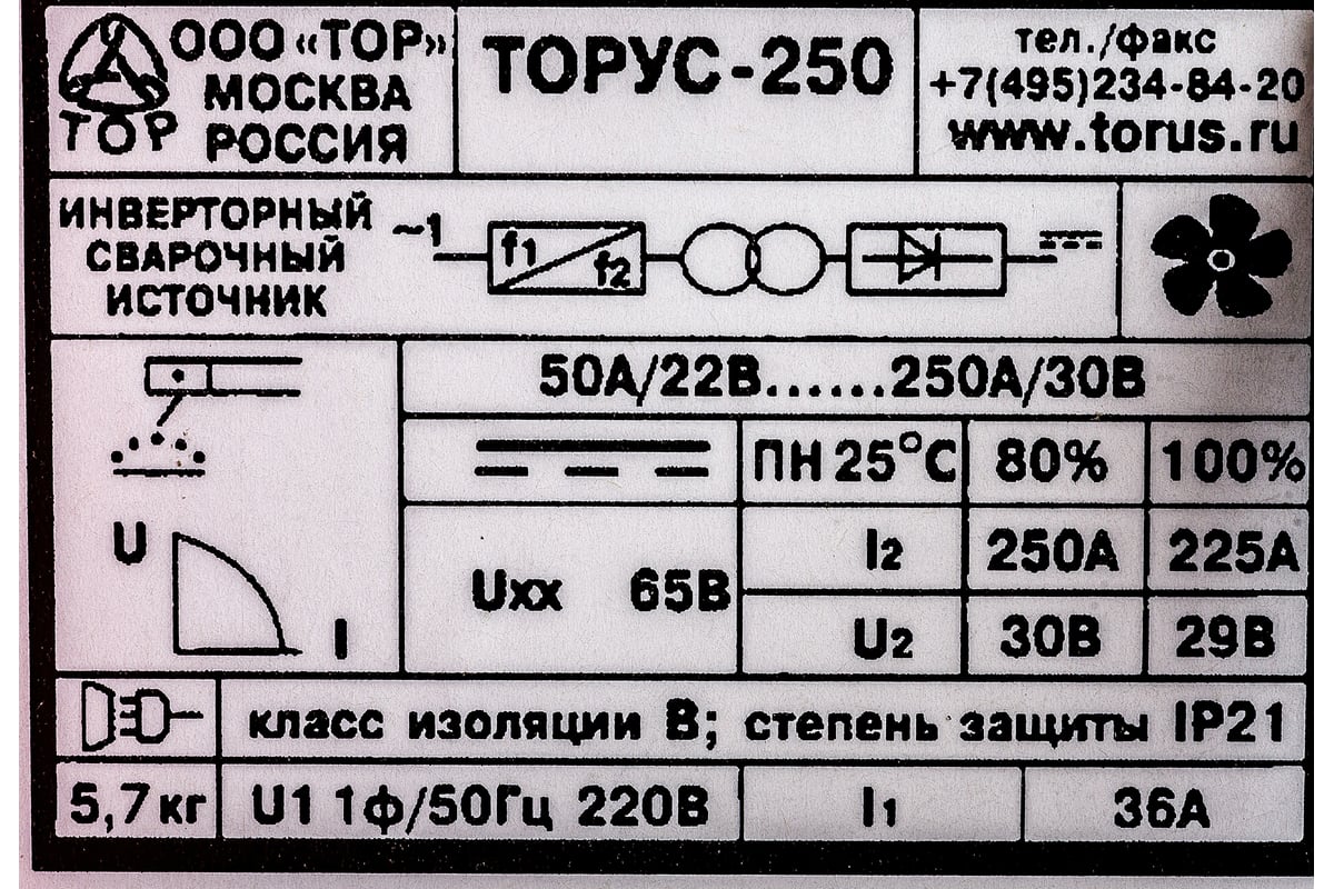 Сварочный инвертор Торус -250 НАКС