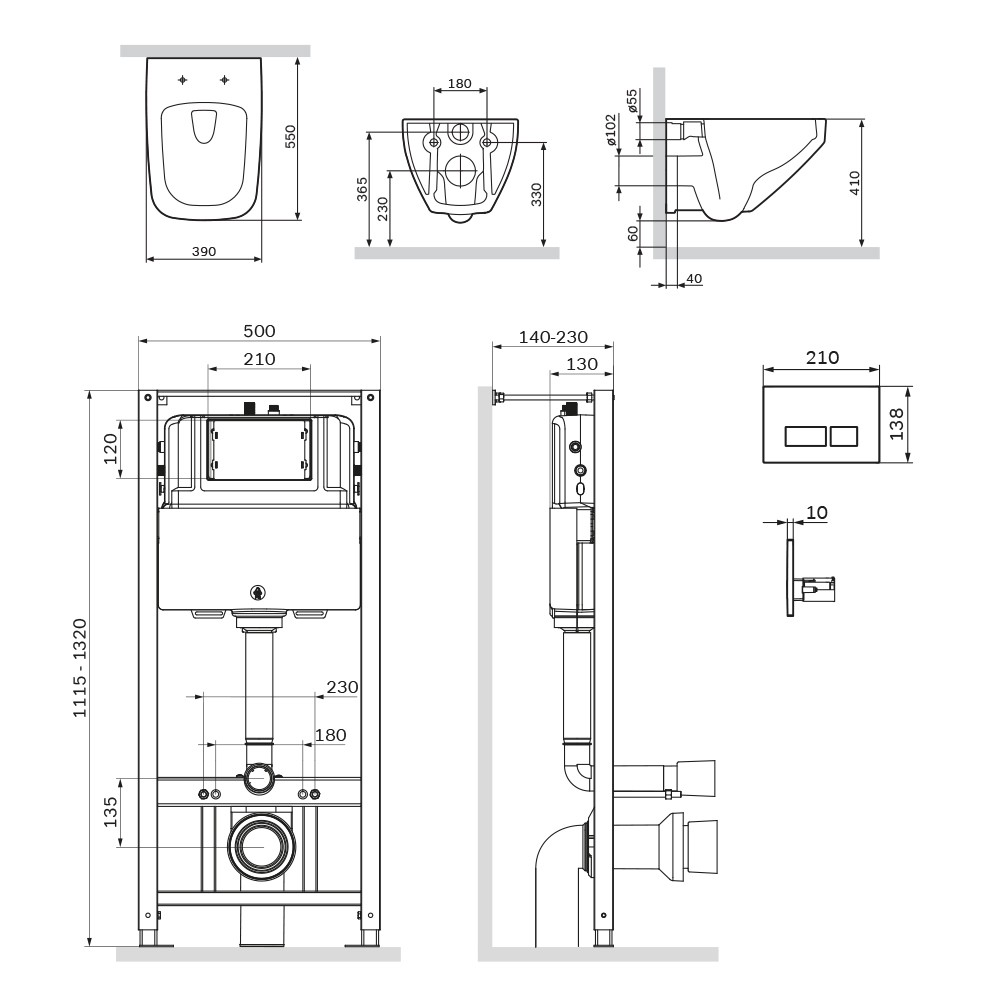 Подвесной унитаз Am.Pm Inspire V2.0 IS47051.50A1700 с сиденьем микролифт, инсталляцией и клавишей хром