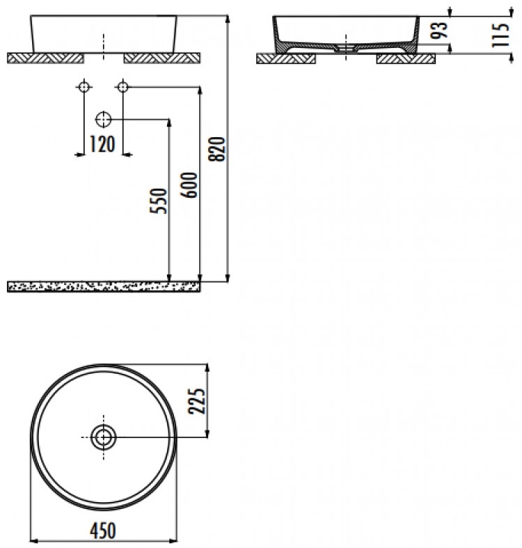 Раковина Creavit Loop LP145-00BM00E-0000 45 см базальт матовый