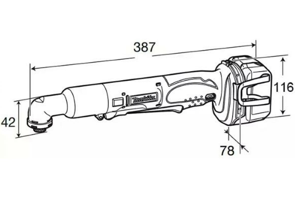 Аккумуляторный ударный угловой гайковерт Makita DTL061Z