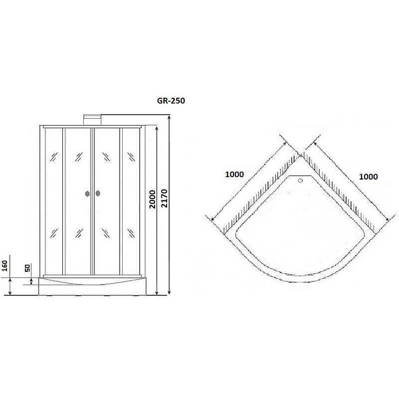 Душевая кабина Grossman GR250 100x100, черный