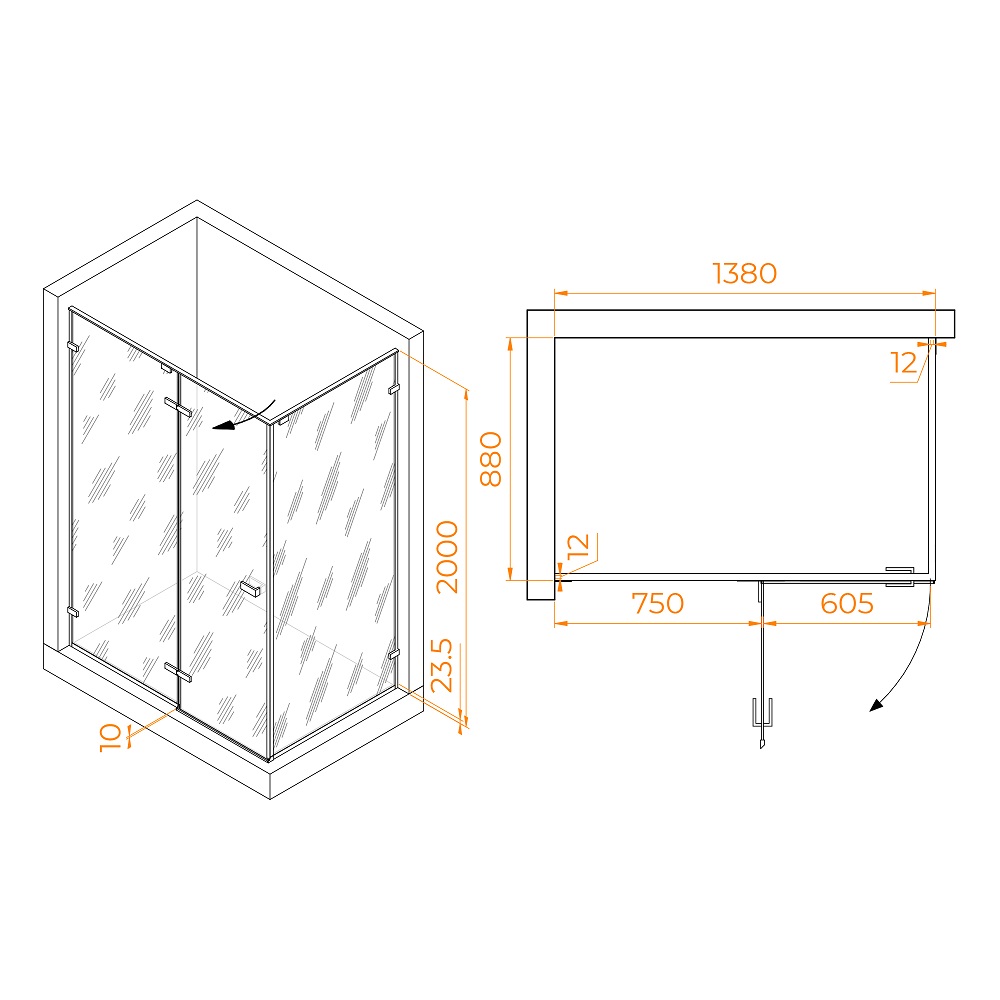 Душевой уголок RGW Stilvol SV-040B 140x90 черный, прозрачное 353204049-14