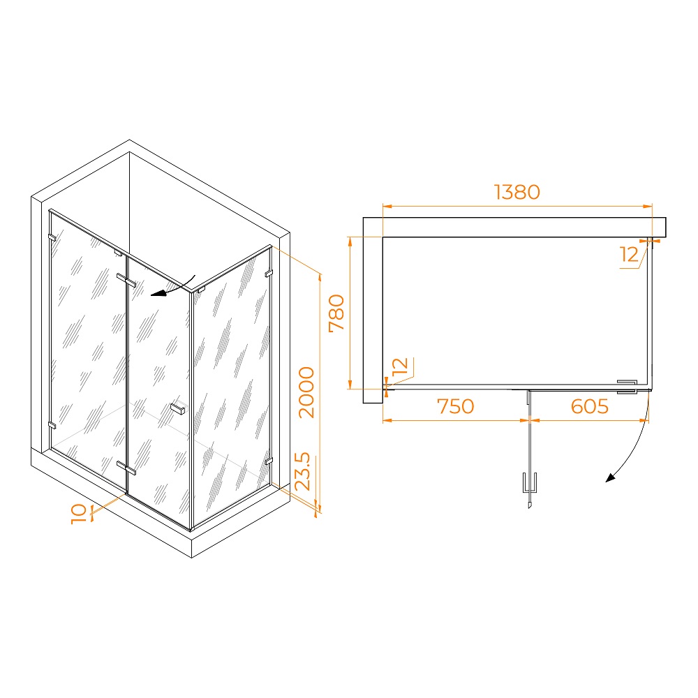 Душевой уголок RGW Stilvol SV-040B 140x80 черный, прозрачное 353204048-14