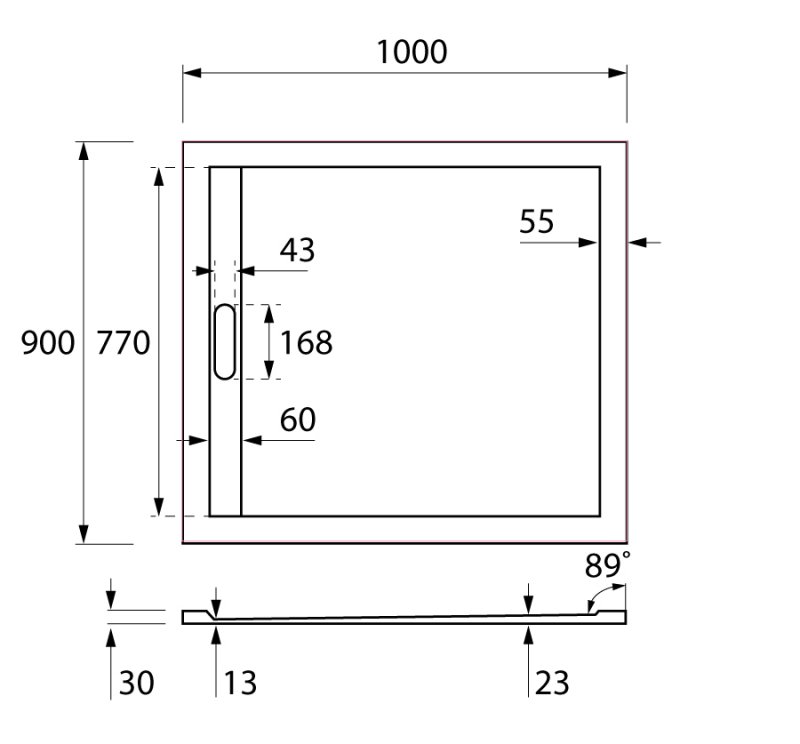 Поддон для душа Cezares TRAY-AS-AH-100/90-30-W 100x90 из мрамора